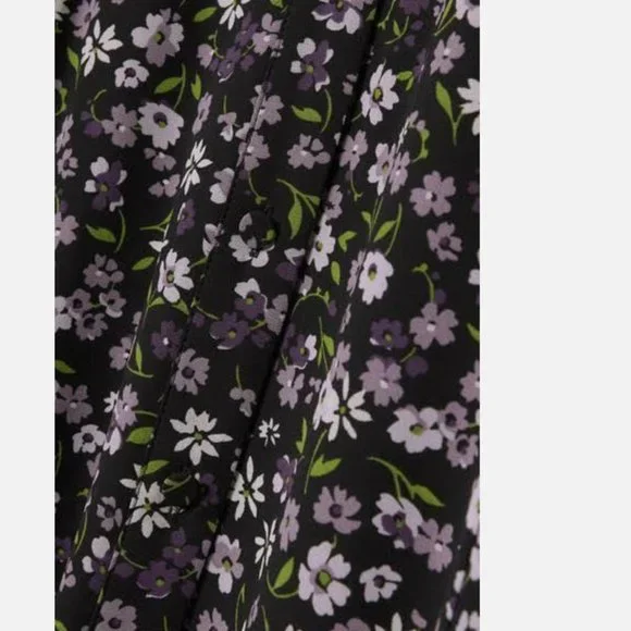 Michael Kors Floral Georgette Shirtdress Orchid Haze - Picture 4 of 5